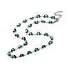 Moon with Evil Eye Enamel Link Chain Necklace NJEW-G117-02P-2