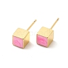 Enamel Cube Stud Earrings EJEW-P210-02G-03-1