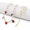 Brass Micro Pave Clear Cubic Zirconia Beaded Necklaces NJEW-Z059-04G-03-3