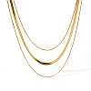 304 Stainless Steel Snake Chains 3 Layer Necklace for Women NJEW-C028-01G-1