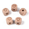 Engraved Beech Wood Beads WOOD-N015-08G-1