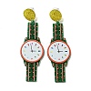 Sparkling Acrylic Watch Dangle Stud Earrings with 304 Stainless Steel Pins EJEW-C063-01A-1