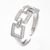 Adjustable Brass Micro Pave Clear Cubic Zirconia Cuff Rings ZIRC-I049-45-2