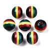 Ghana Jamaica Reggae Stripe Resin Beads RESI-N026-001B-01-2