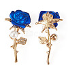 2Pcs Valentine's Day Rose Zinc Alloy Crystal Rhinestone Brooches JEWB-TADJ0001-02A-2