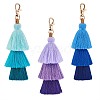 3Pcs Colorful Tassel Keychain Handmade Boho Keychain Personalized Bag Charm Tassel Keychain for Women JX282B-1