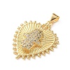 Brass Micro Pave Clear Cubic Zirconia Pendants CU-CBA03AF-10B-G-2