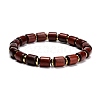 Waxed Natural Wood Column Beads Stretch Bracelet BJEW-JB07089-4