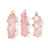 Copper Wired Electroplated Natural Quartz Crystal Pendants PALLOY-JF02626-03-1