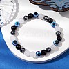 Round Gemstone Beaded Stretch Bracelets BJEW-JB11005-05-2