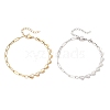 2Pcs 304 Stainless Steel Asymmetric Heart Link Chains Bracelets BJEW-JB13510-2