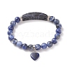 Natural Sodalite Beads Charm Bracelets BJEW-K164-B02-1