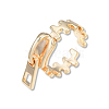 Zipper Shape Brass Cuff Ring for Women RJEW-N039-07LG-1