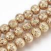 Electroplated Natural Lava Rock Beads Strands G-T061-55B-4mm-1