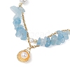 Natural Aquamarine Chips Beads Necklaces & Bracelets Sets for Women SJEW-JS01372-01-5