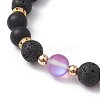 Natural & Synthetic Mixed Gemstone Round Beaded Stretch Bracelet BJEW-JB10009-4