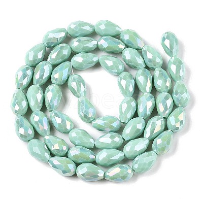 Opaque Solid Color Electroplate Glass Beads Strands EGLA-N013-P8mm-B14-1