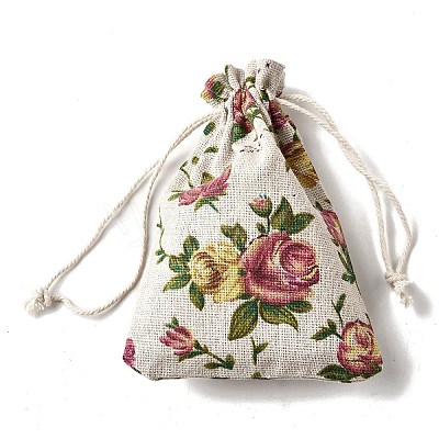 12Pcs 12 Styles Valentine's Day Printed Rectangle Burlap Cloth Packing Pouches ABAG-U006-02B-1