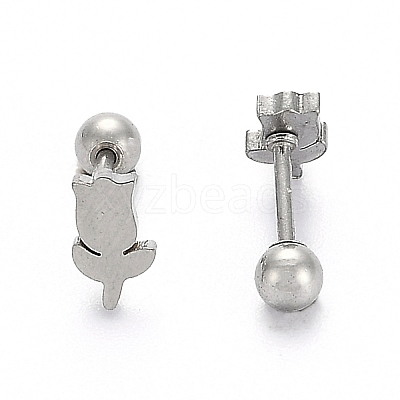 Tarnish Resistant 201 Stainless Steel Barbell Cartilage Earrings X-EJEW-R147-39-1