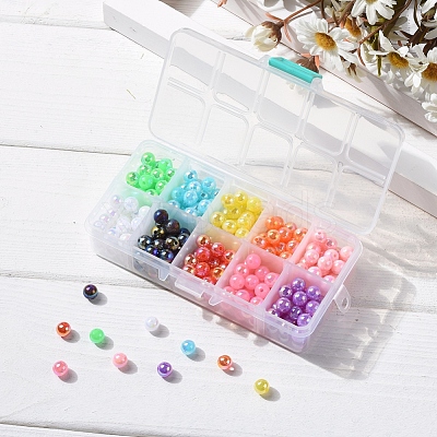 300Pcs 10 Colors Plastic Beads OACR-CJ0001-13-1