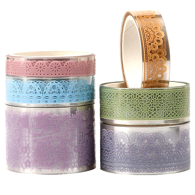1Bag Lace Patterns PET Floral Decorative Tape Set AJEW-SP0002-74A-1