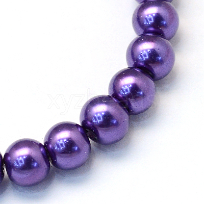 Baking Paint Pearlized Glass Pearl Round Bead Strands HY-Q003-6mm-76-1