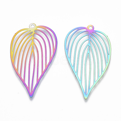 Ion Plating(IP) 201 Stainless Steel Filigree Pendants X-STAS-T057-08-1