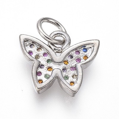 Brass Micro Pave Cubic Zirconia Charms ZIRC-I032-59P-1