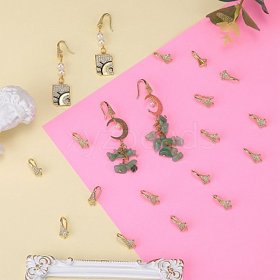 10 Pair Brass Micro Pave Clear Cubic Zirconia Earring Hooks ZIRC-SZ0005-01-1