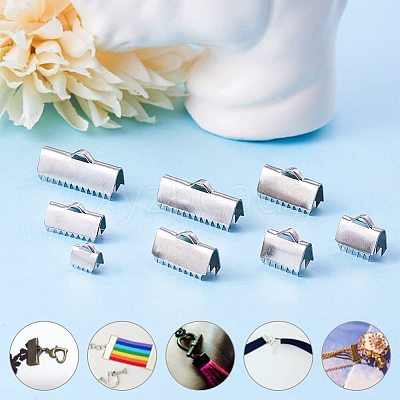 304 Stainless Steel Ribbon Crimp Ends STAS-PH0018-25P-1