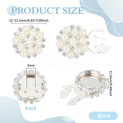 4Pcs Zinc Alloy & Rhinestone Cufflinks BUTT-PH0001-84A-1