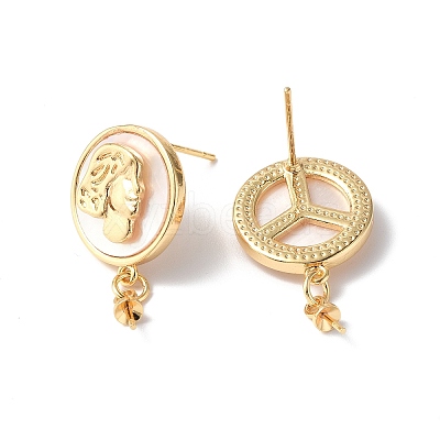 Brass Stud Earring Findings KK-B063-13G-1