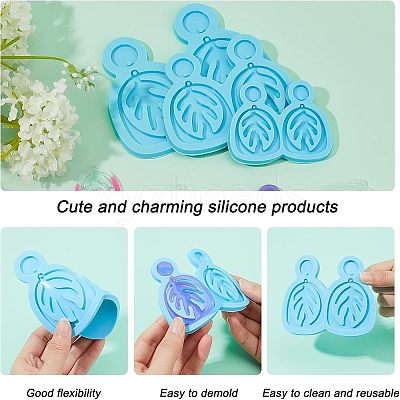 DIY Leaf Dangle Stud Earrings Silicone Molds DIY-OC0003-96-1