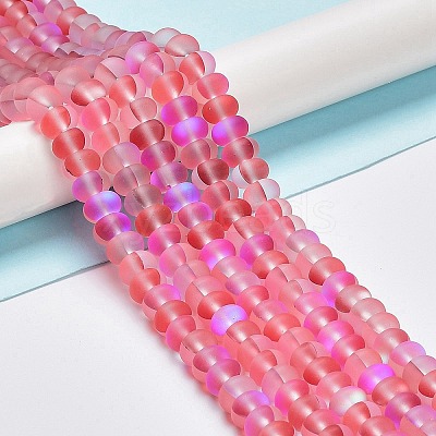 Frosted Transparent Glass Beads Strands X-FGLA-M002-01A-1