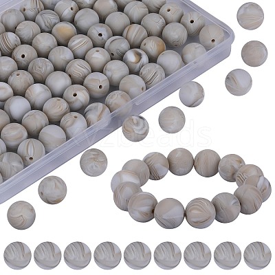 80Pcs Round Silicone Focal Beads SIL-SZ0001-24-31-1