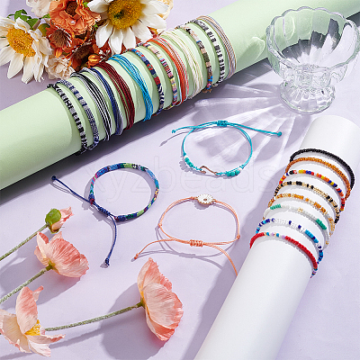 24Pcs 1Bag Cord Braided Bracelets & Glass Seed Beads Braided Bead Bracelets BJEW-UN0002-03-1