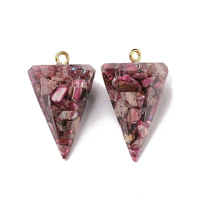 Transparent Resin Natural Imperial Jasper Chips Pendants G-E185-06G-1