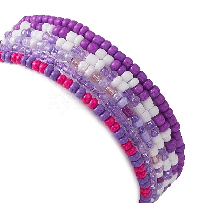 6Pcs Glass Seed & Brass Beaded Stretch Bracelets Set BJEW-JB09538-01-1