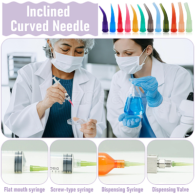 72Pcs 12 Colors Bent Tip Plastic Fluid Precision Blunt Needle Dispense Tips TOOL-FG0001-20-1