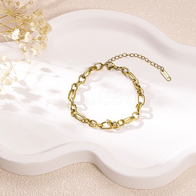 304 Stainless Steel Link Chain Bracelets for Women BJEW-A161-01C-G-1