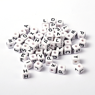 Acrylic Horizontal Hole Letter Beads PL37C9447-1
