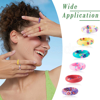 30Pcs Handmade Polymer Clay Finger Rings RJEW-TA0001-11A-1