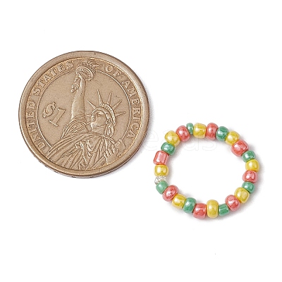 Glass Beads Stretch Rings for Woman RJEW-JR00735-1