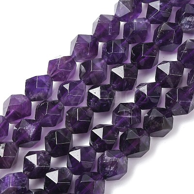 Faceted Natural Amethyst Beads Strands G-K066-09-10mm-1