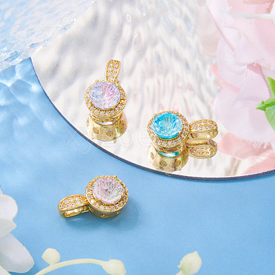 3Pcs 3 Colors Brass Micro Pave Cubic Zirconia Pendants KK-TA0008-25-1