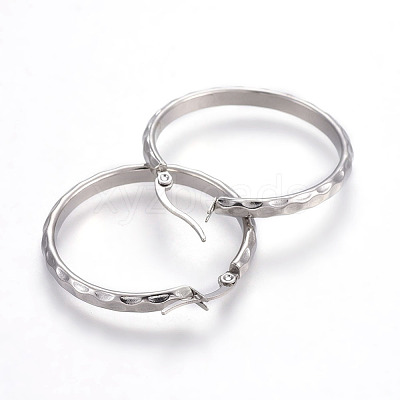 Tarnish Resistant 304 Stainless Steel Hoop Earrings EJEW-L215-36P-1