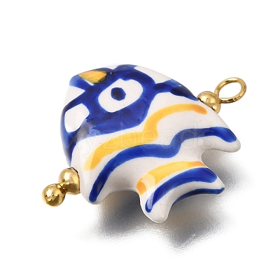Ocean Themed Hand Painted Ceramic Porcelain Pendants PR-CBA0027-05G-06-1