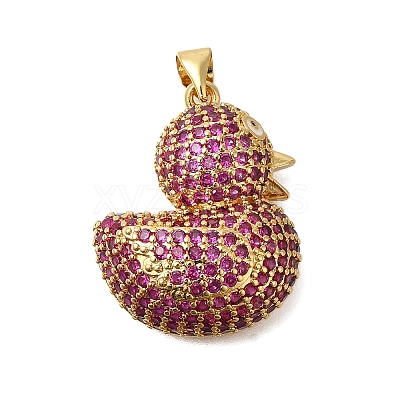 Rack Plating Brass Micro Pave Cubic Zirconia Pendants ZIRC-F142-01G-1