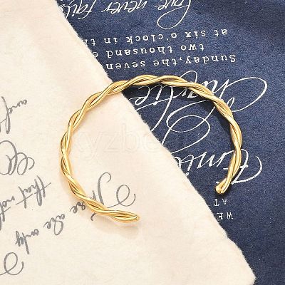 Ion Plating(IP) 304 Stainless Steel Twisted Rope Cuff Bangles BJEW-P296-01G-1