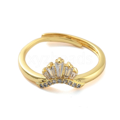 Crown Clear Cubic Zirconia Adjustable Rings RJEW-L120-017G-01-1